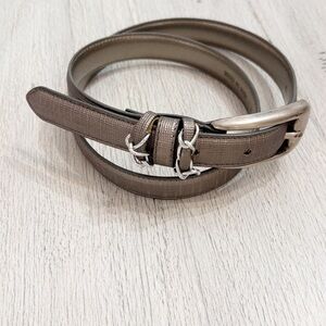 FOB TRADING Women’s Pewter Metallic Textured Belt Chain Detail Size Medium